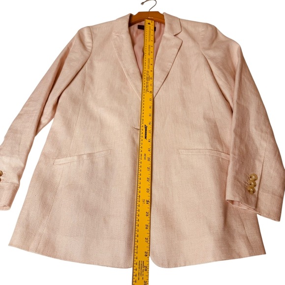 Talbots Pink Linen Blazer One Button Career Office Herringbone Jacket Size‎ 4 - Picture 7 of 8